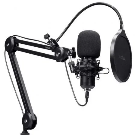 Trust Gaming GXT 270 Emita II+ Micrófono USB Condensador Cardioide para Streaming, Podcast y Gaming con Brazo Ajustable - Negro - Ref. 25770 Trust Gaming GXT 270 Emita II+ Micrófono USB Condensador Cardioide para Streaming, Podcast y Gaming con Brazo Ajustable - Negro - Ref. 25770